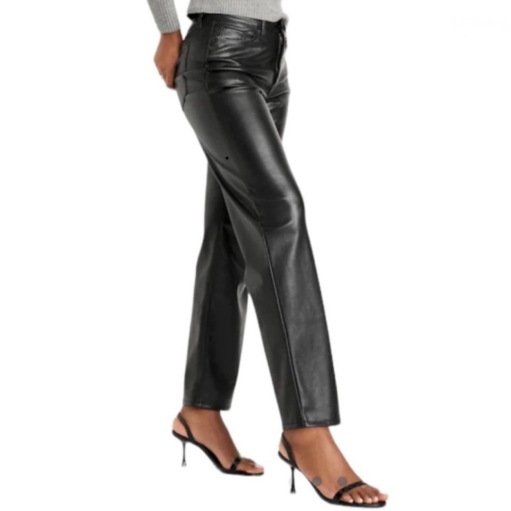 Old Navy Hi Rise OG Straight Leg Black Faux Leather Pants Size 16 NWT